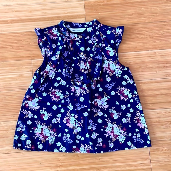 Janie and Jack Other - Janie and Jack Blouse in navy blue with pastel pink and white flowers.